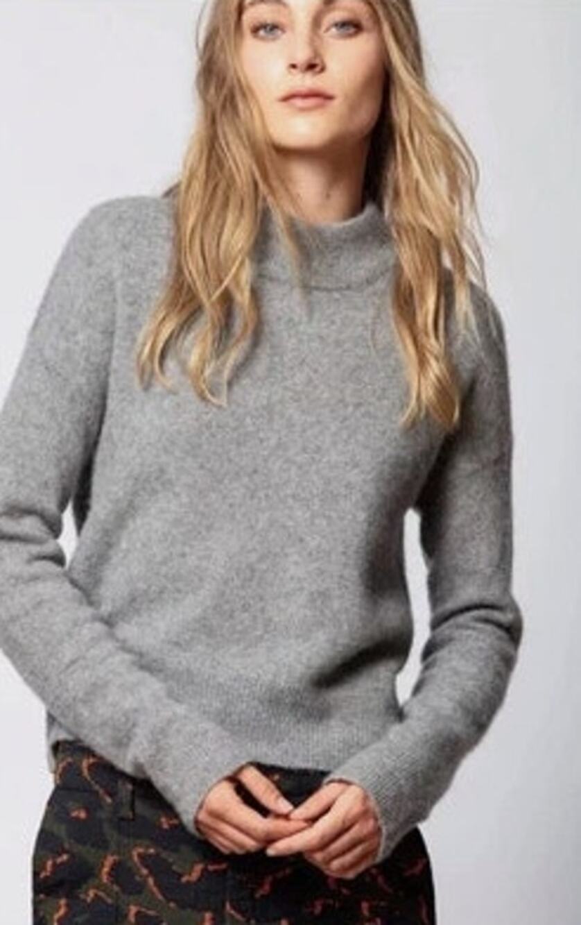 Zadig & Voltaire Gray Eva Cashmere Blend Mock Neck Sweater Size M